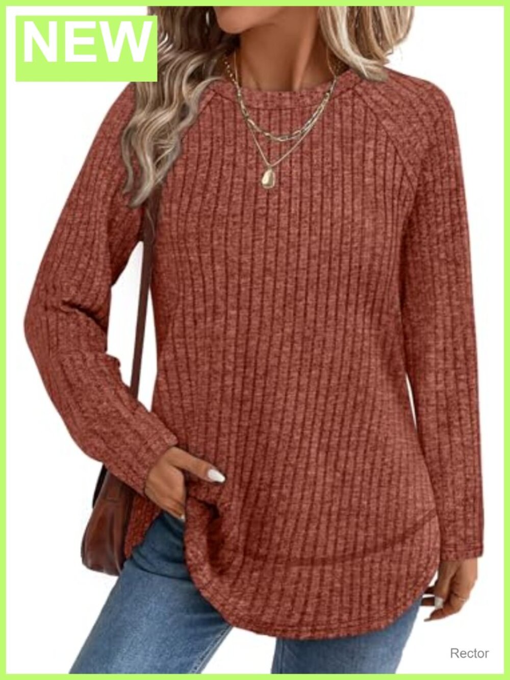 WIHOLL Women's Long Sleeve Tunic Sweater Lightweight Crew Neck Top